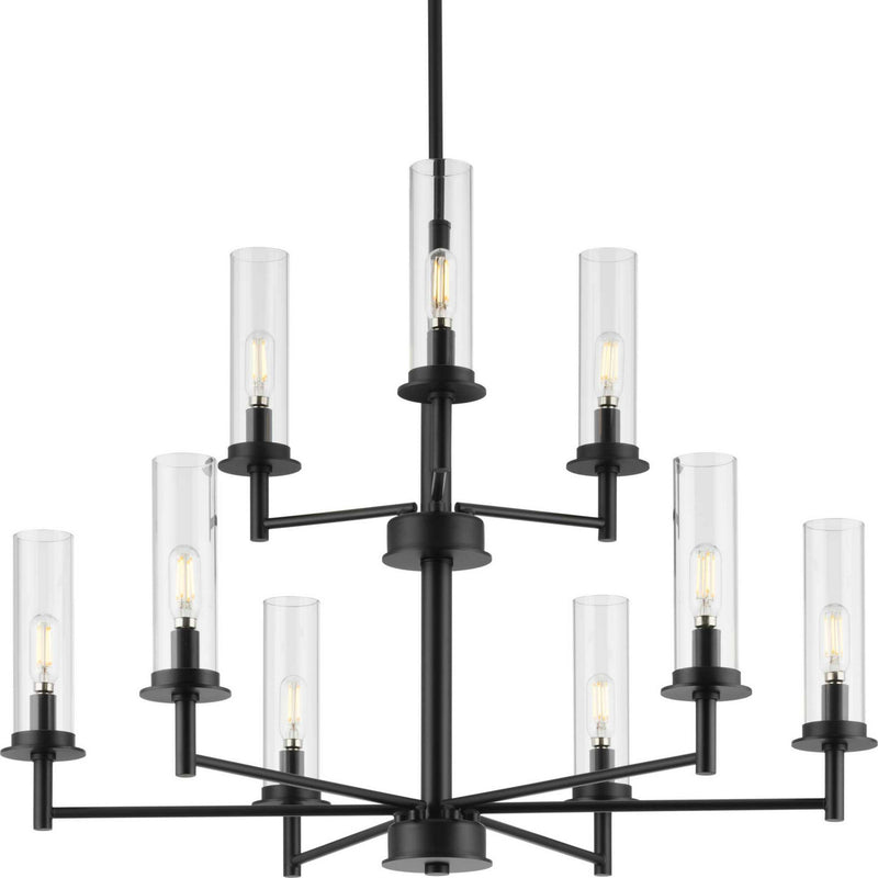 Progress Lighting P400252-031 Nine Light Chandelier, Matte Black