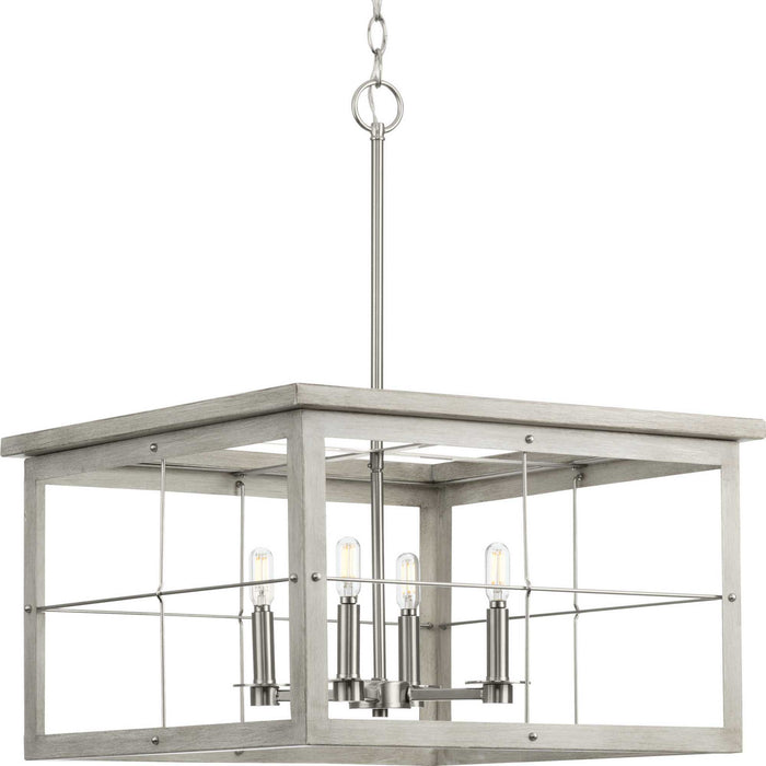 Progress Lighting P400253-009 Four Light Chandelier, Brushed Nickel