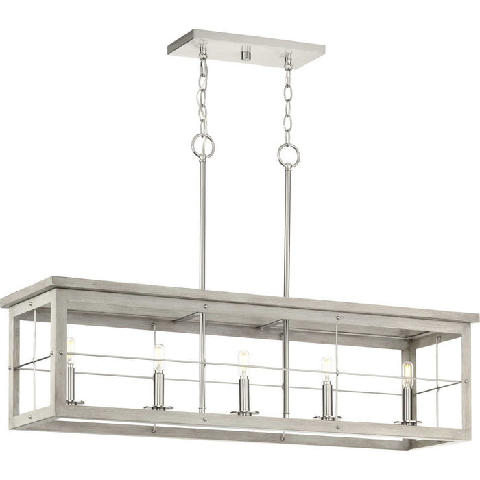 Progress Lighting P400254-009 Five Light Island Pendant, Brushed Nickel