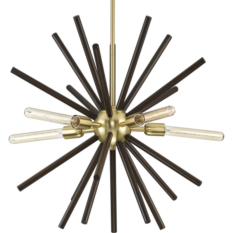 Progress Lighting P400270-012 Five Light Chandelier, Satin Brass