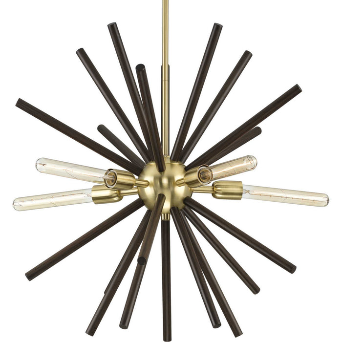 Progress Lighting P400270-012 Five Light Chandelier, Satin Brass