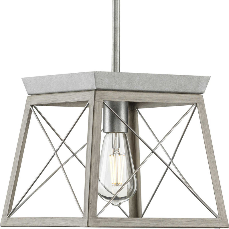 Progress Lighting P500041-141 One Light Pendant, Galvanized Finish