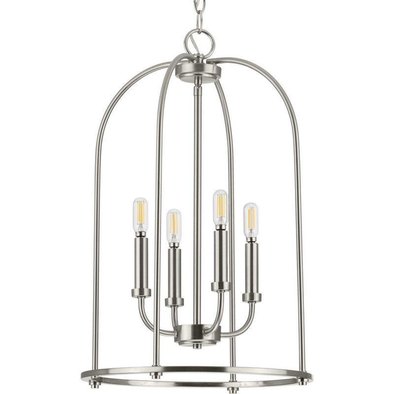 Progress Lighting P500302-009 Four Light Foyer Pendant, Brushed Nickel