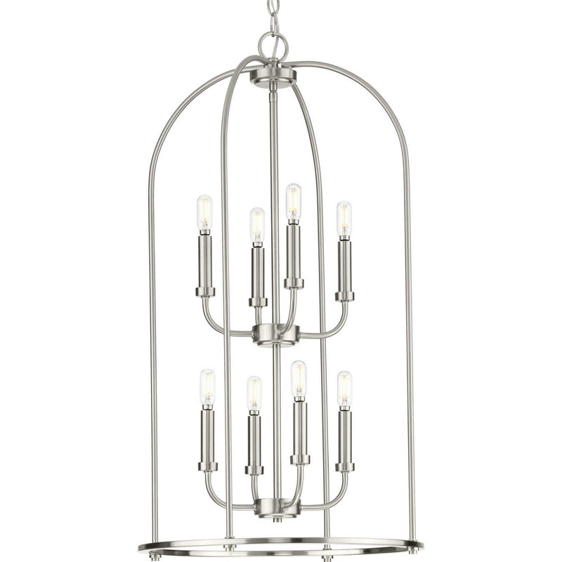 Progress Lighting P500303-009 Eight Light Foyer Pendant, Brushed Nickel