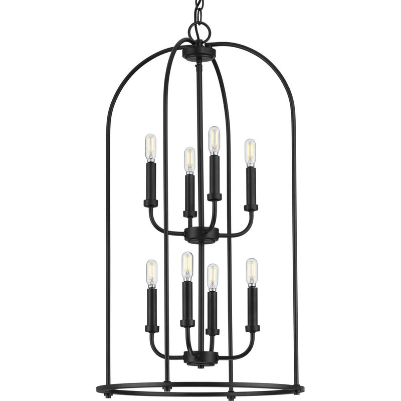 Progress Lighting P500303-031 Eight Light Foyer Pendant, Matte Black