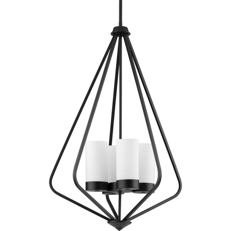 Progress Lighting P500305-031 Four Light Pendant, Matte Black
