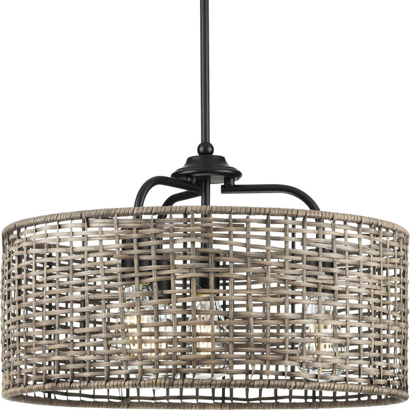 Progress Lighting P500308-031 Four Light Pendant, Matte Black