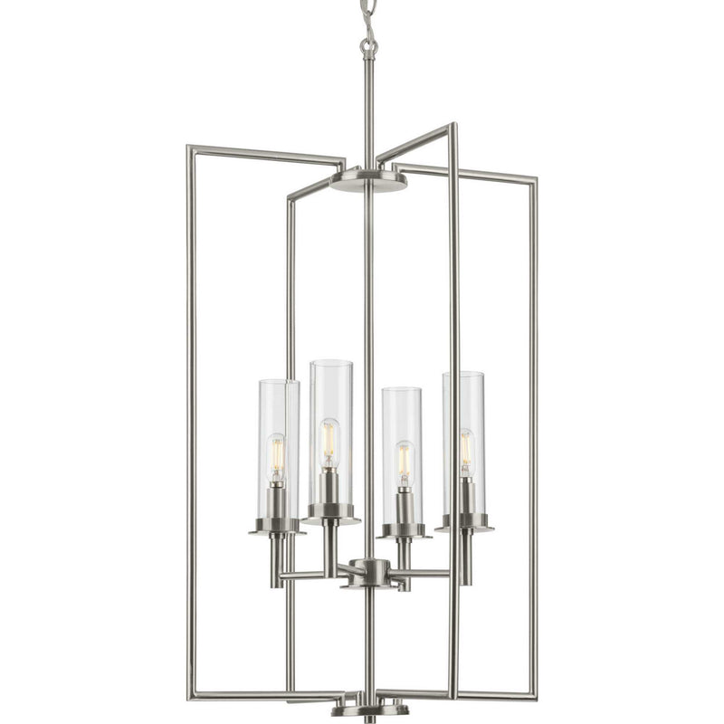 Progress Lighting P500315-009 Four Light Foyer Pendant, Brushed Nickel