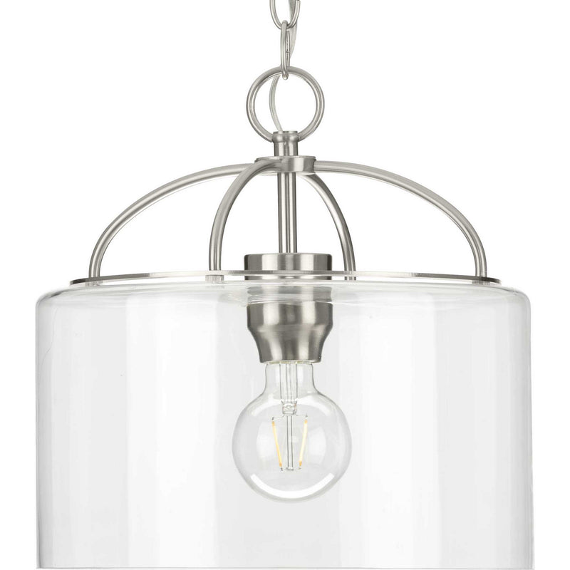 Progress Lighting P500316-009 One Light Pendant, Brushed Nickel