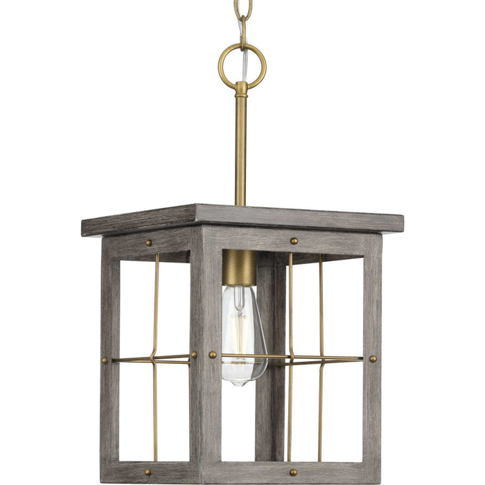 Progress Lighting P500317-175 One Light Pendant, Distressed Brass