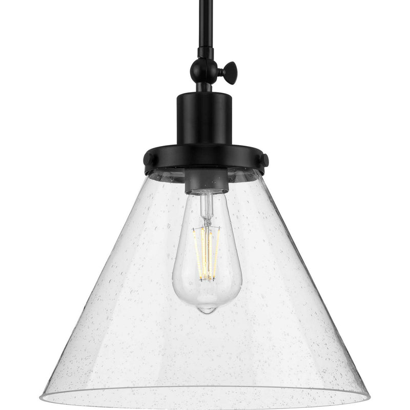 Progress Lighting P500324-031 One Light Pendant, Matte Black