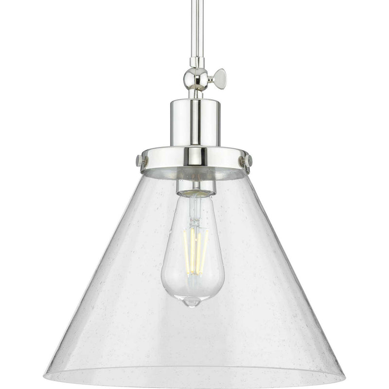 Progress Lighting P500324-104 One Light Pendant, Polished Nickel