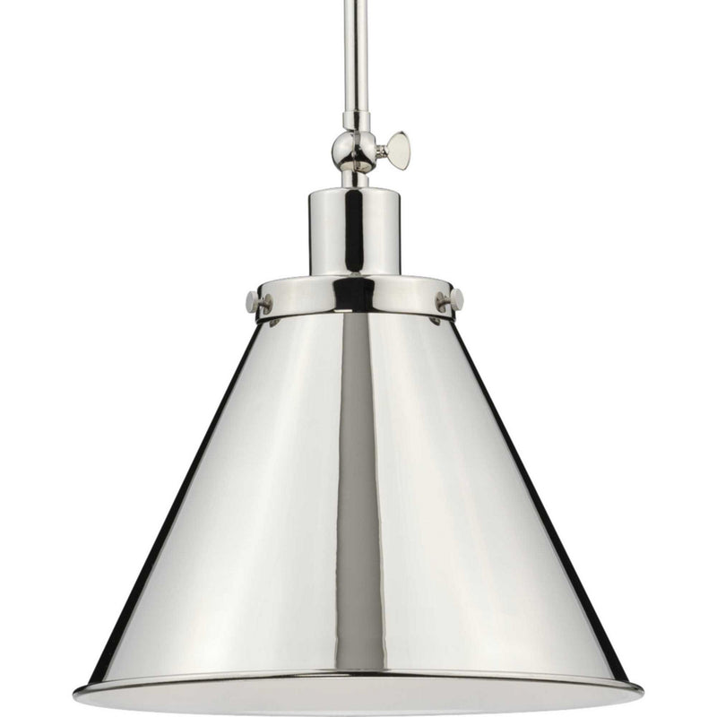 Progress Lighting P500325-104 One Light Pendant, Polished Nickel