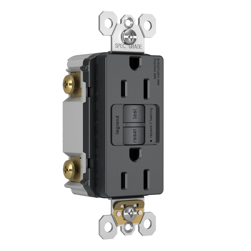 Legrand 1597TRGCC4 Spec-GradeTamper-Resistant Self-Test GFCI Receptacle, Graphite