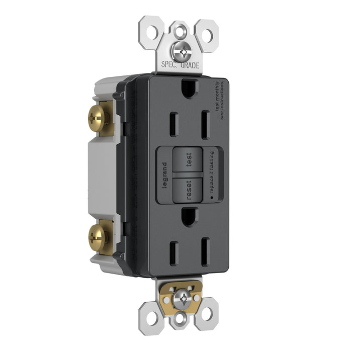 Legrand 1597TRGCC4 Spec-GradeTamper-Resistant Self-Test GFCI Receptacle, Graphite