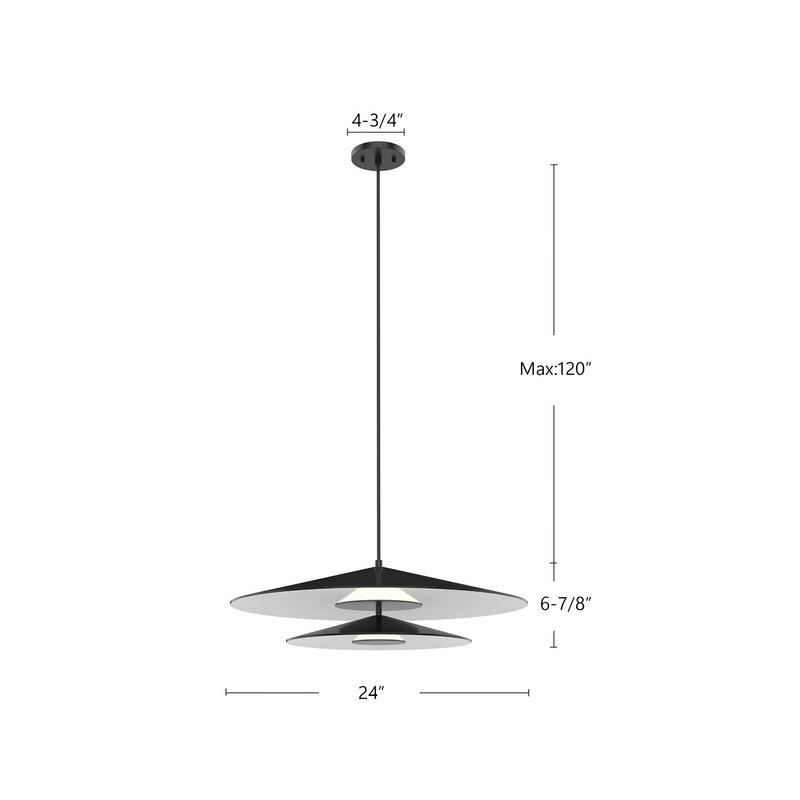 Kuzco Lighting PD22907-BK/WH LED Pendant, Metal - Black/White