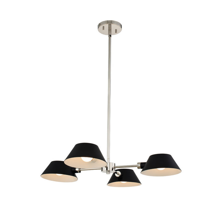 Kalco 514171BPN Four Light Chandelier, Matte Black w/ Polished Nickel