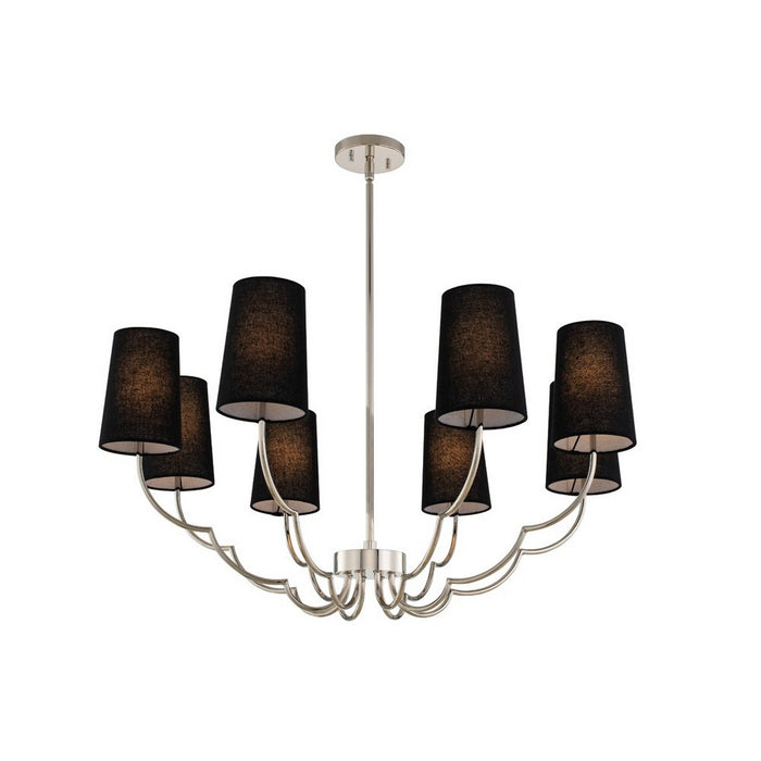 Kalco 514373PN Eight Light Chandelier, Polished Nickel