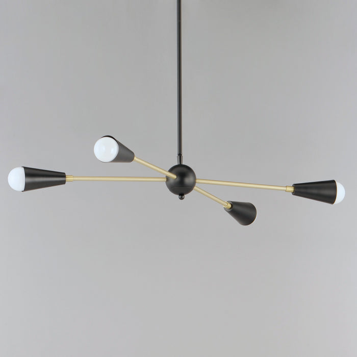 Maxim 11264BKSBR Four Light Pendant, Black / Satin Brass