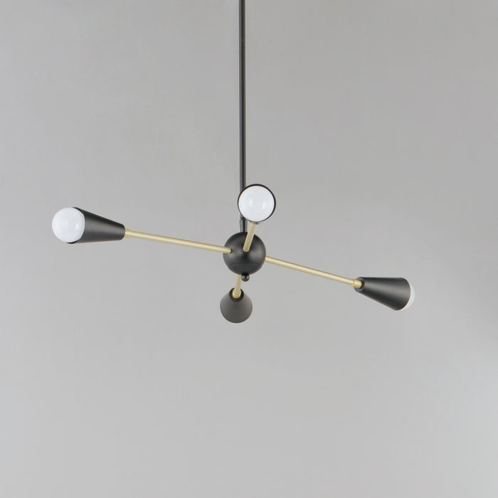 Maxim 11264BKSBR Four Light Pendant, Black / Satin Brass