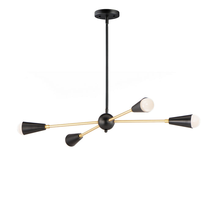 Maxim 11264BKSBR Four Light Pendant, Black / Satin Brass