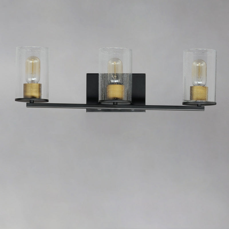 Maxim 11843CDABBK Three Light Bath Vanity, Antique Brass / Black