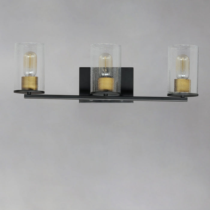 Maxim 11843CDABBK Three Light Bath Vanity, Antique Brass / Black