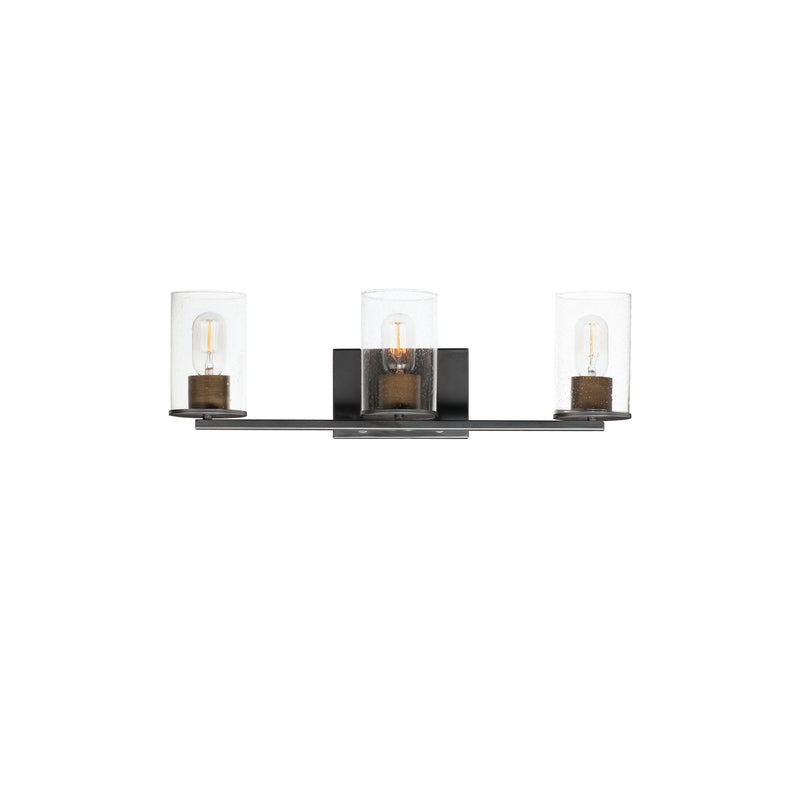 Maxim 11843CDABBK Three Light Bath Vanity, Antique Brass / Black