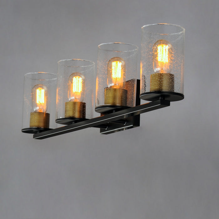 Maxim 11844CDABBK Four Light Bath Vanity, Antique Brass / Black