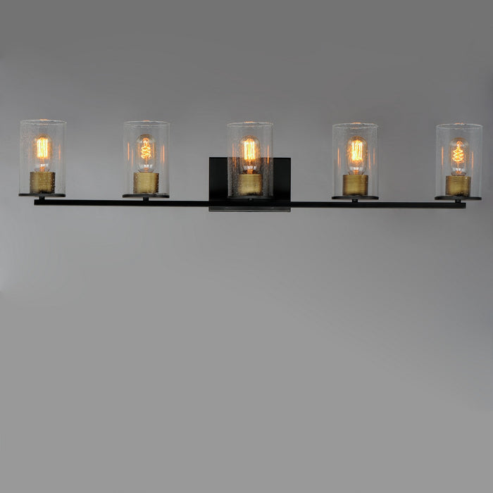 Maxim 11845CDABBK Five Light Bath Vanity, Antique Brass / Black