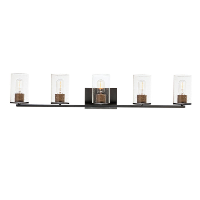 Maxim 11845CDABBK Five Light Bath Vanity, Antique Brass / Black