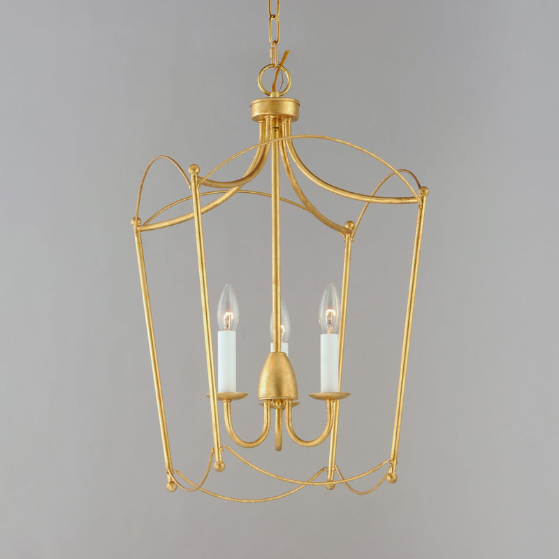 Maxim 12163GL Three Light Pendant, Gold Leaf
