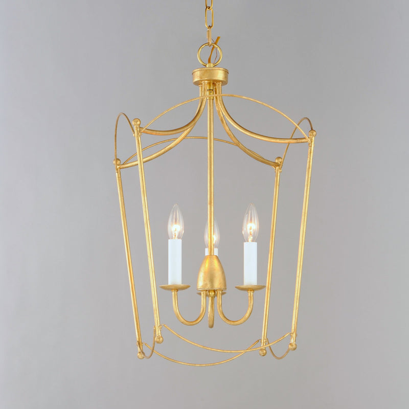 Maxim 12163GL Three Light Pendant, Gold Leaf
