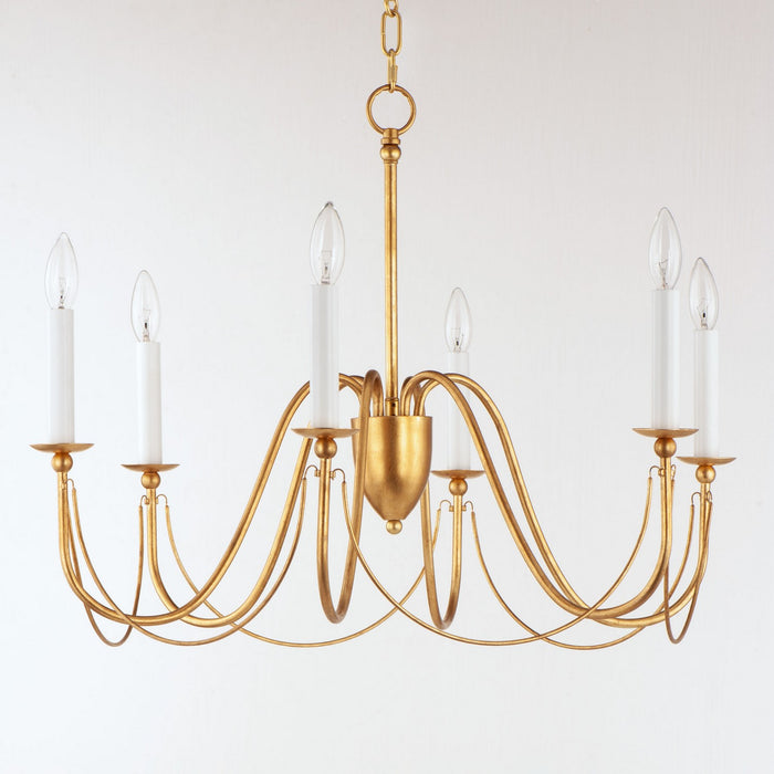 Maxim 12166GL Six Light Chandelier, Gold Leaf