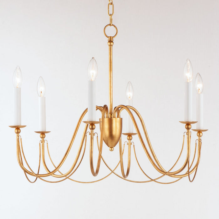 Maxim 12166GL Six Light Chandelier, Gold Leaf