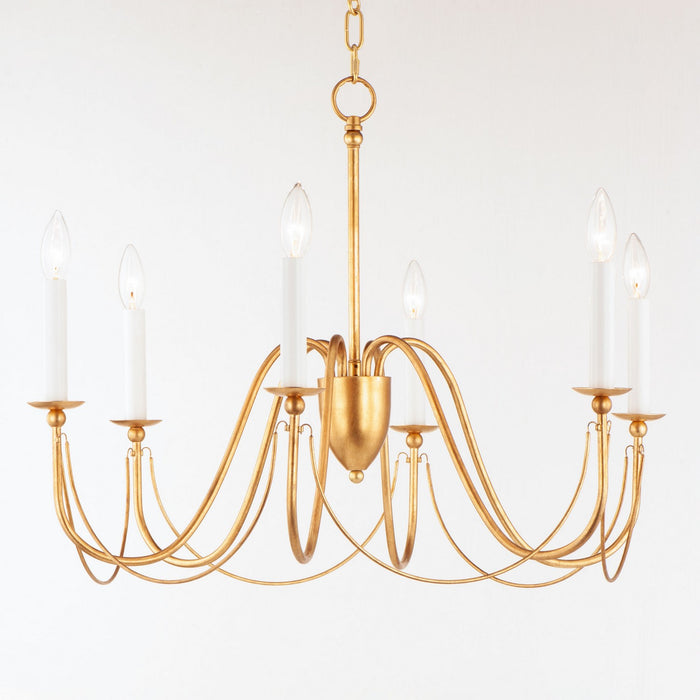 Maxim 12166GL Six Light Chandelier, Gold Leaf