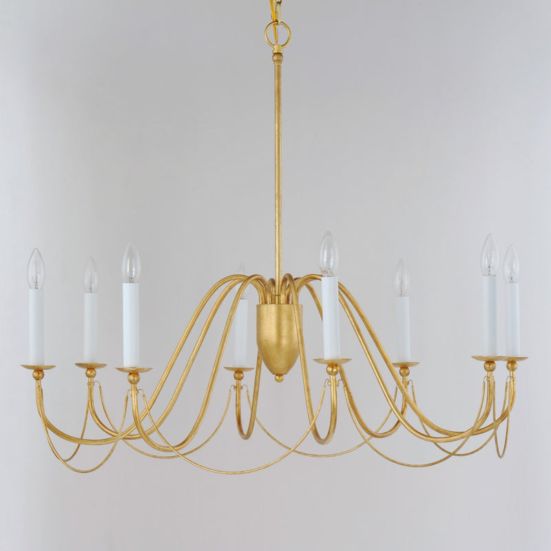Maxim 12168GL Eight Light Chandelier, Gold Leaf
