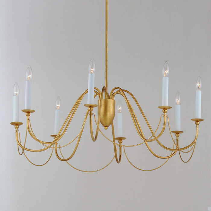 Maxim 12168GL Eight Light Chandelier, Gold Leaf