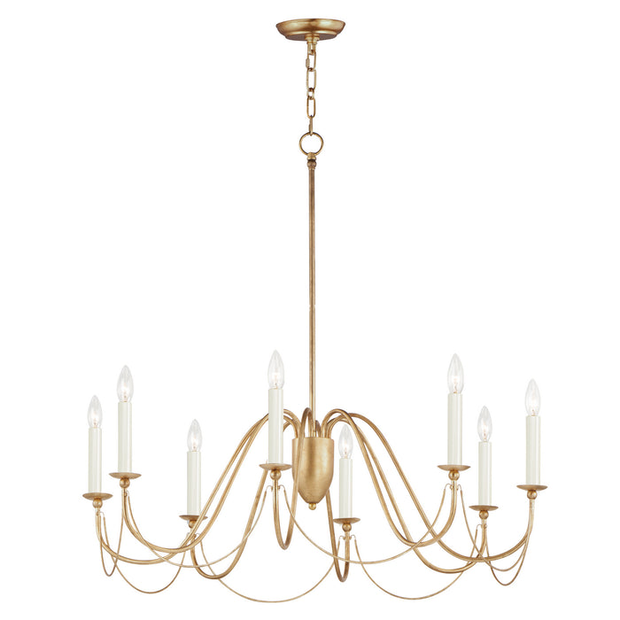 Maxim 12168GL Eight Light Chandelier, Gold Leaf