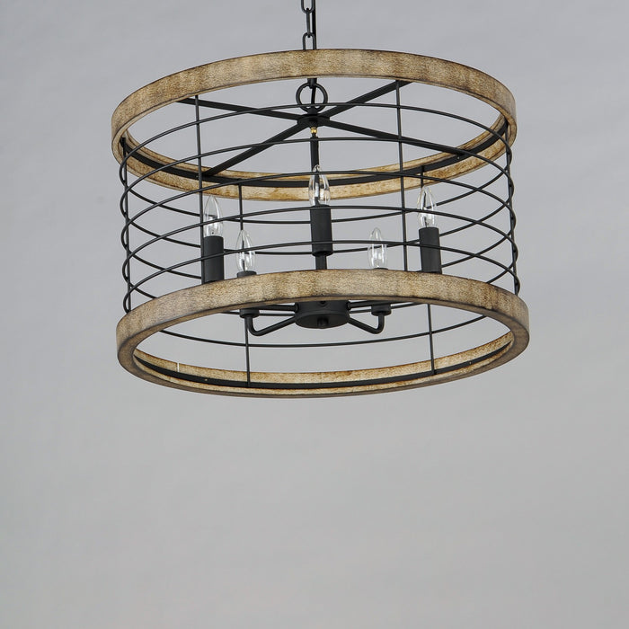 Maxim 12515DWBK Five Light Chandelier, Driftwood / Black
