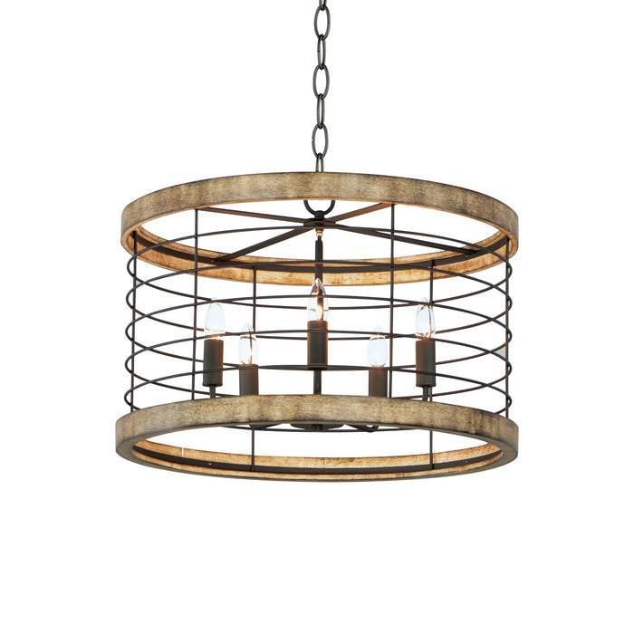 Maxim 12515DWBK Five Light Chandelier, Driftwood / Black