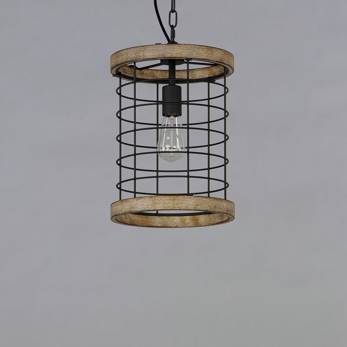 Maxim 12519DWBK One Light Pendant, Driftwood / Black