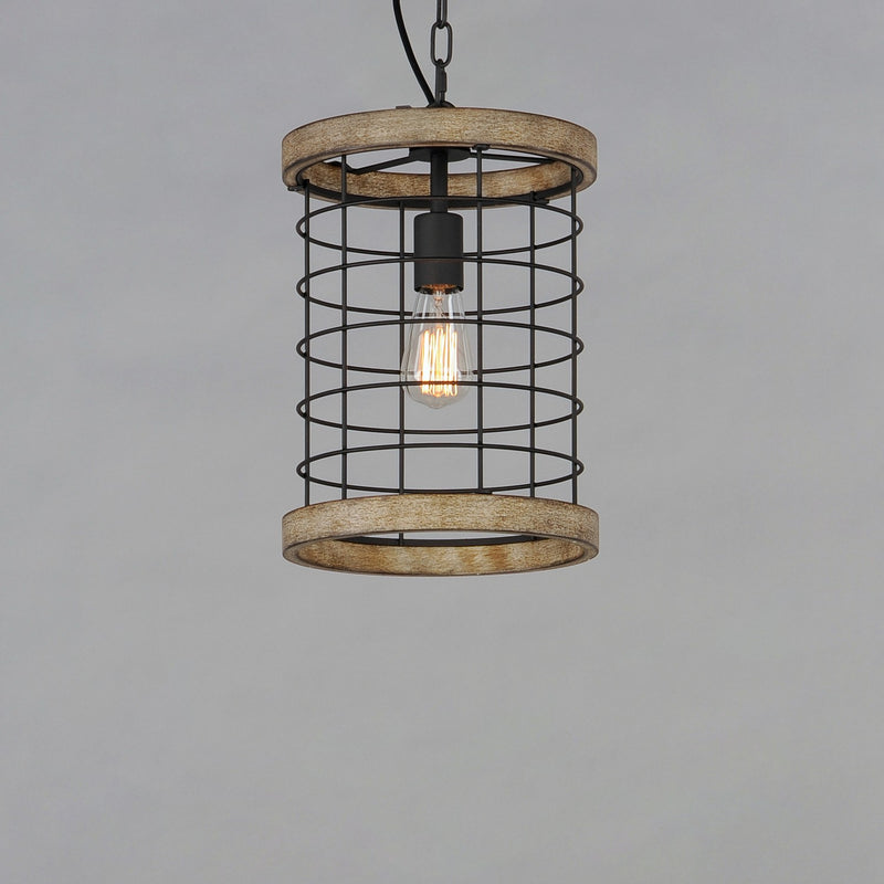 Maxim 12519DWBK One Light Pendant, Driftwood / Black
