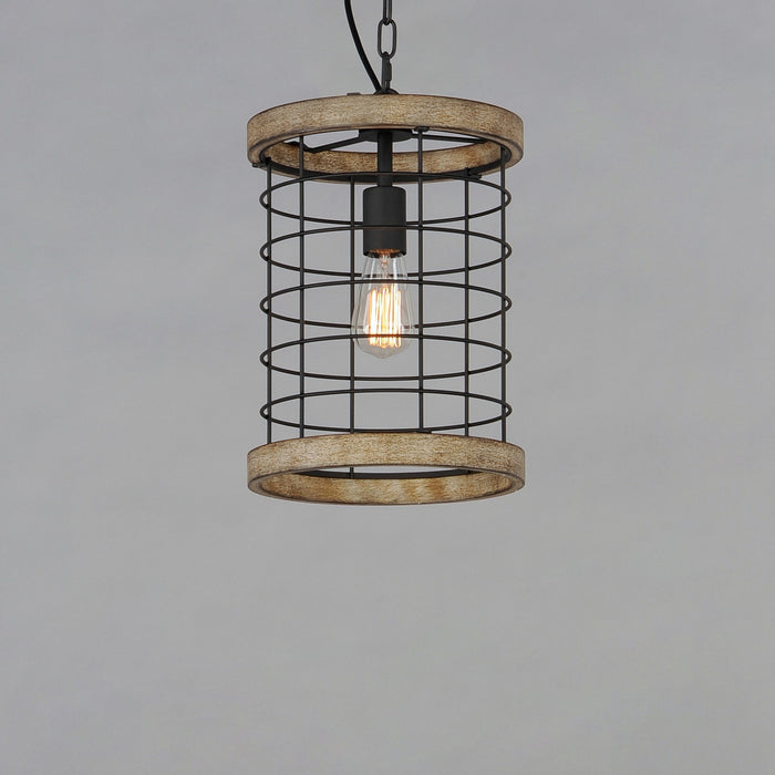 Maxim 12519DWBK One Light Pendant, Driftwood / Black