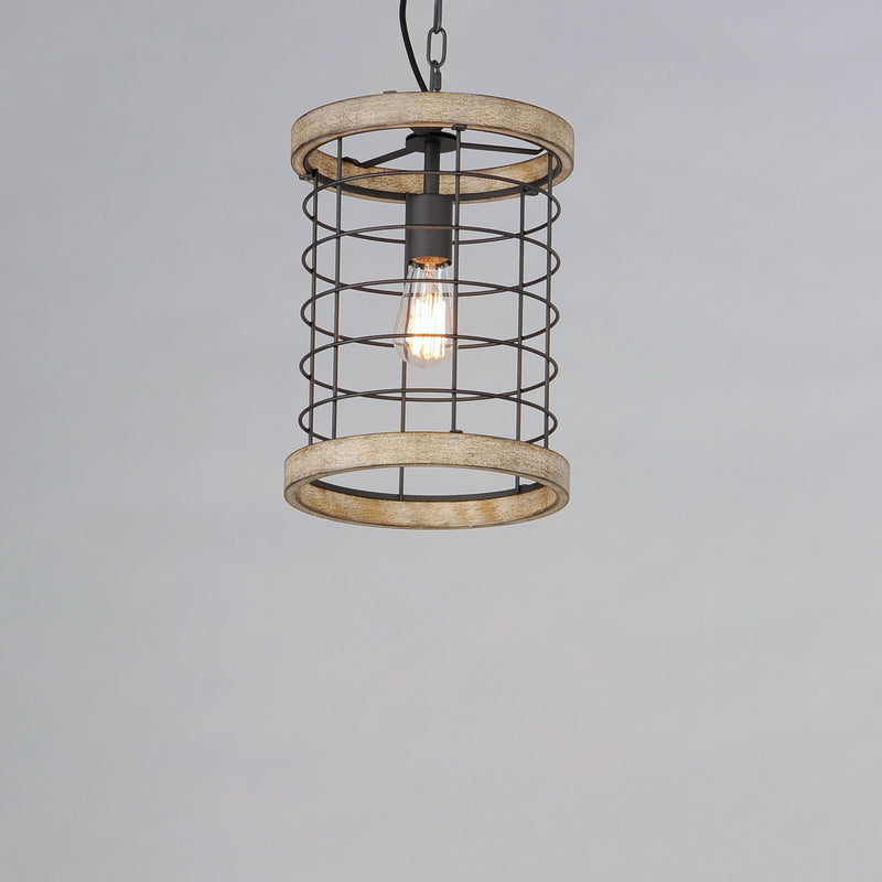 Maxim 12519DWBK One Light Pendant, Driftwood / Black