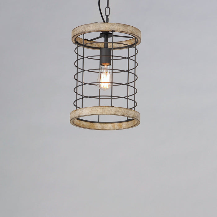 Maxim 12519DWBK One Light Pendant, Driftwood / Black