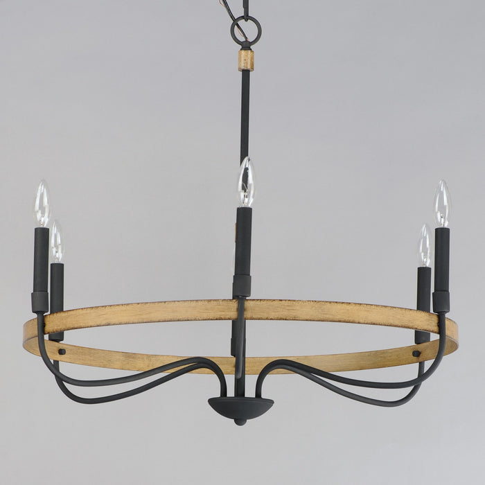 Maxim 14446DWBK Six Light Chandelier, Driftwood / Black