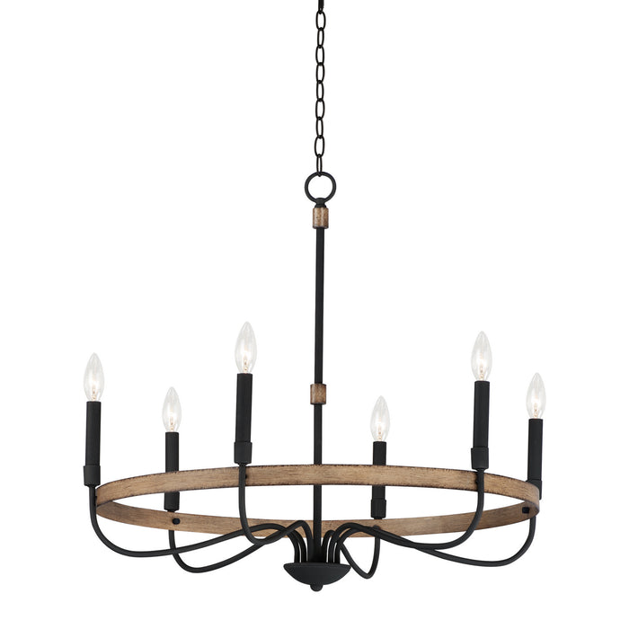Maxim 14446DWBK Six Light Chandelier, Driftwood / Black
