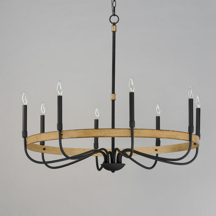 Maxim 14448DWBK Eight Light Chandelier, Driftwood / Black