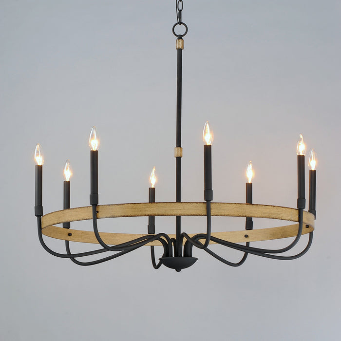 Maxim 14448DWBK Eight Light Chandelier, Driftwood / Black